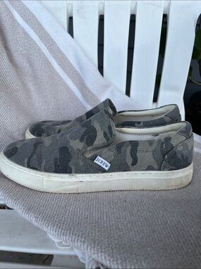 J. Crew Men’s Camo Canvas Slip-On Sneakers - Olive Green/Gray